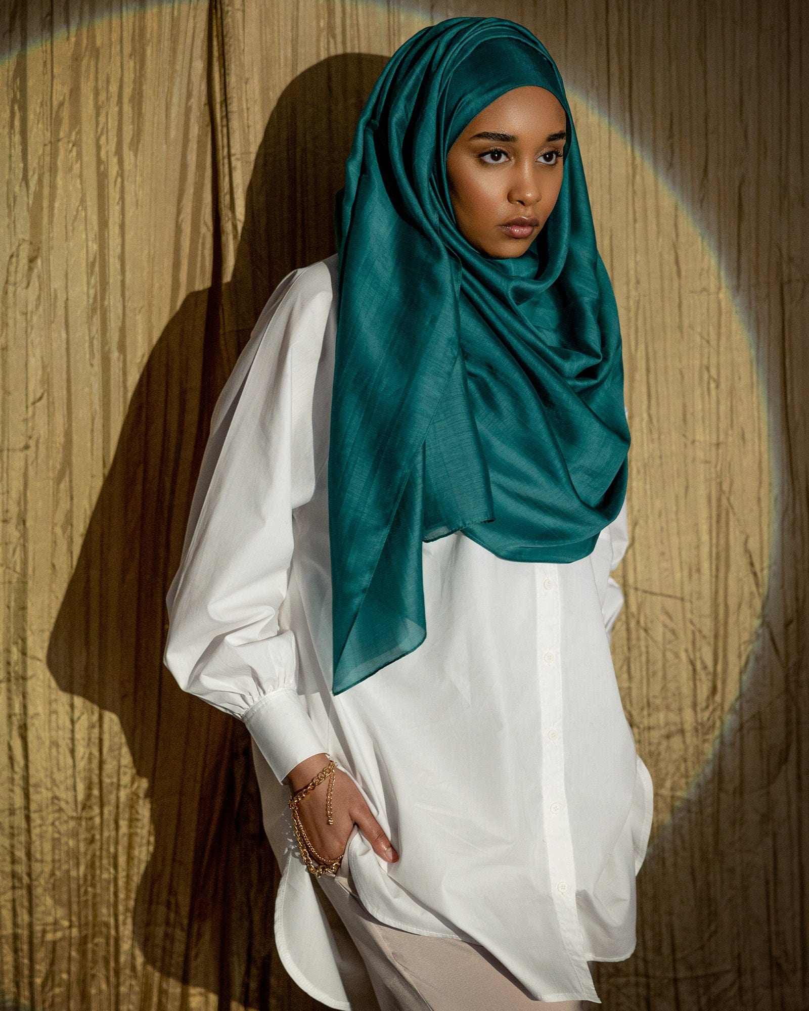 Silk Modal, Arabia, Teal Green, Plain hijab, Luxury hijab - HĀNM