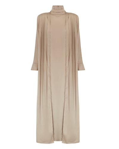 
                  
                    ISOBEL High-Neck Cape Dress 'Sahara'
                  
                